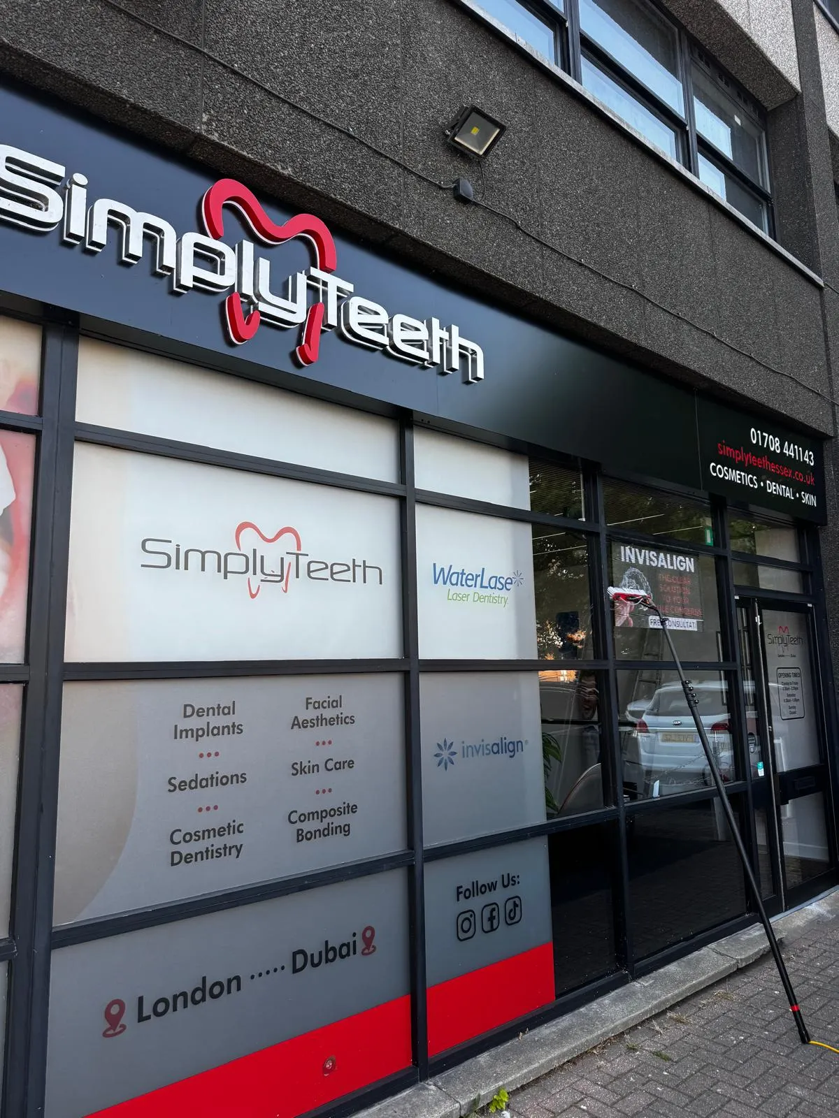 SimplyTeeth dental practice windows being cleaned in Romford